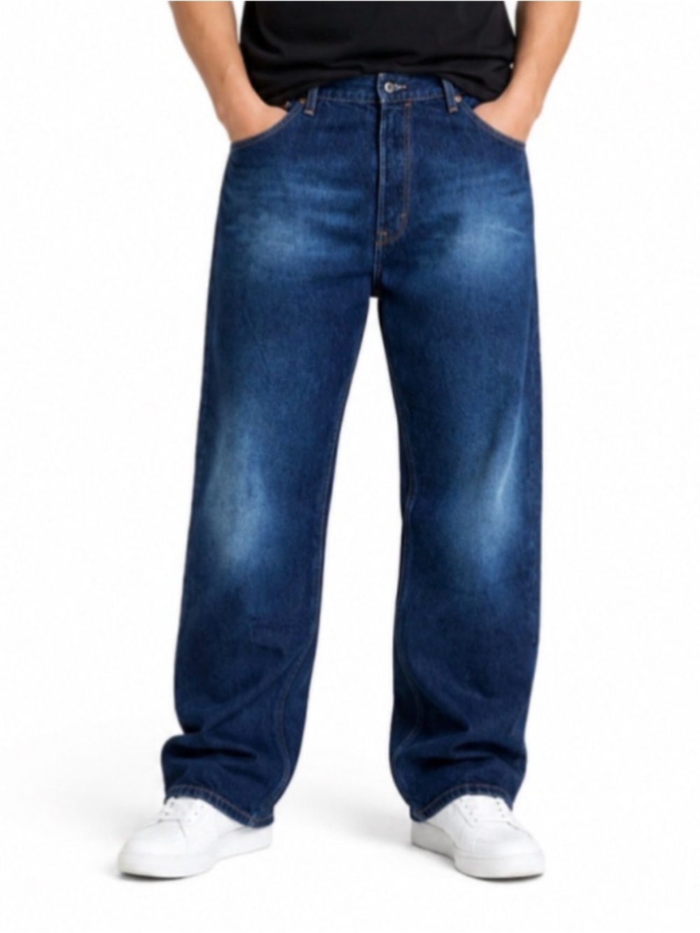 Levi’s 501 Original Button Fly Jeans Men’s W38 L34 Dark Wash Distressed Faded
